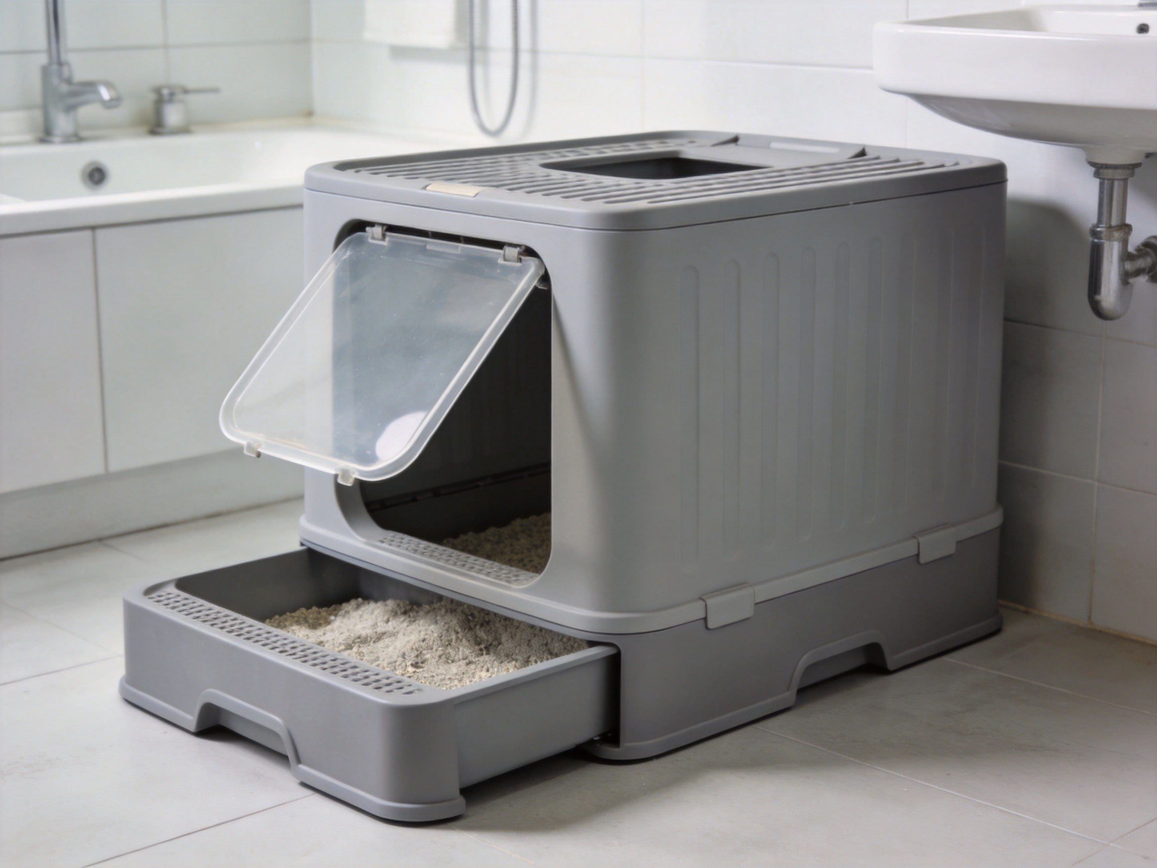 Enclosed Cat Litter Box with Door - Large