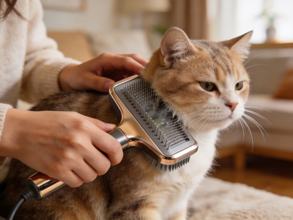 Self-cleaning slicker brush for cat grooming - ThreeCats