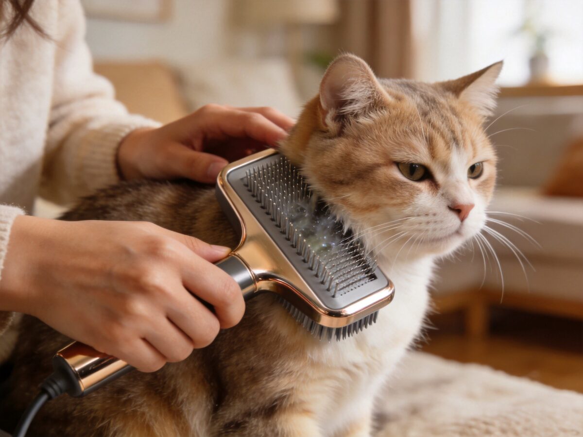 Self-cleaning slicker brush for cat grooming - ThreeCats