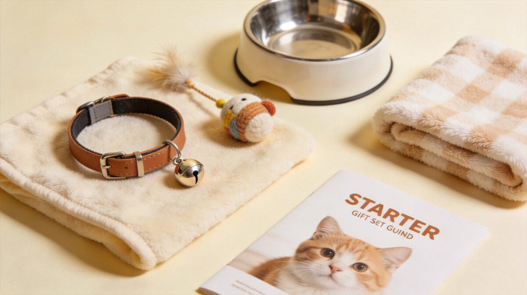 New kitten starter kit contents flat lay - ThreeCats