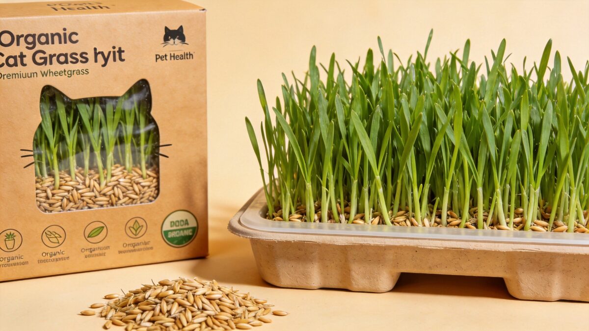 Organic cat grass growing kit contents - ThreeCats
